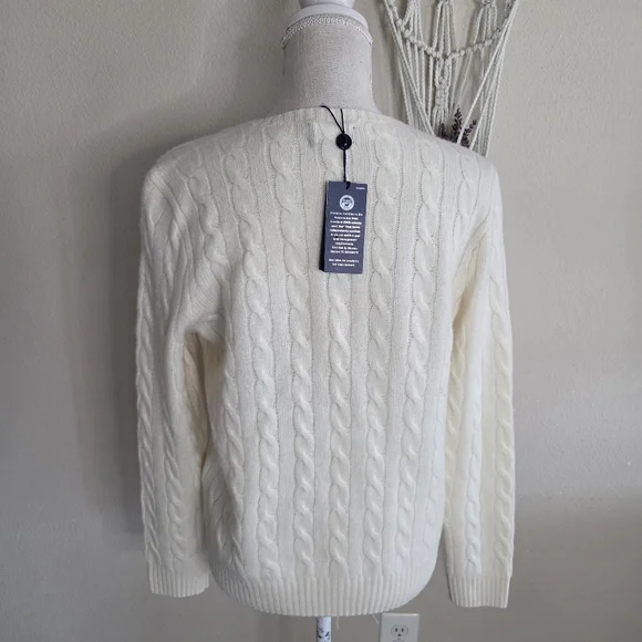 Polo Ralph Lauren Womens Cable Wool Cashmere Crew Neck Sweater Size XL NWT $228 - Picture 3 of 10
